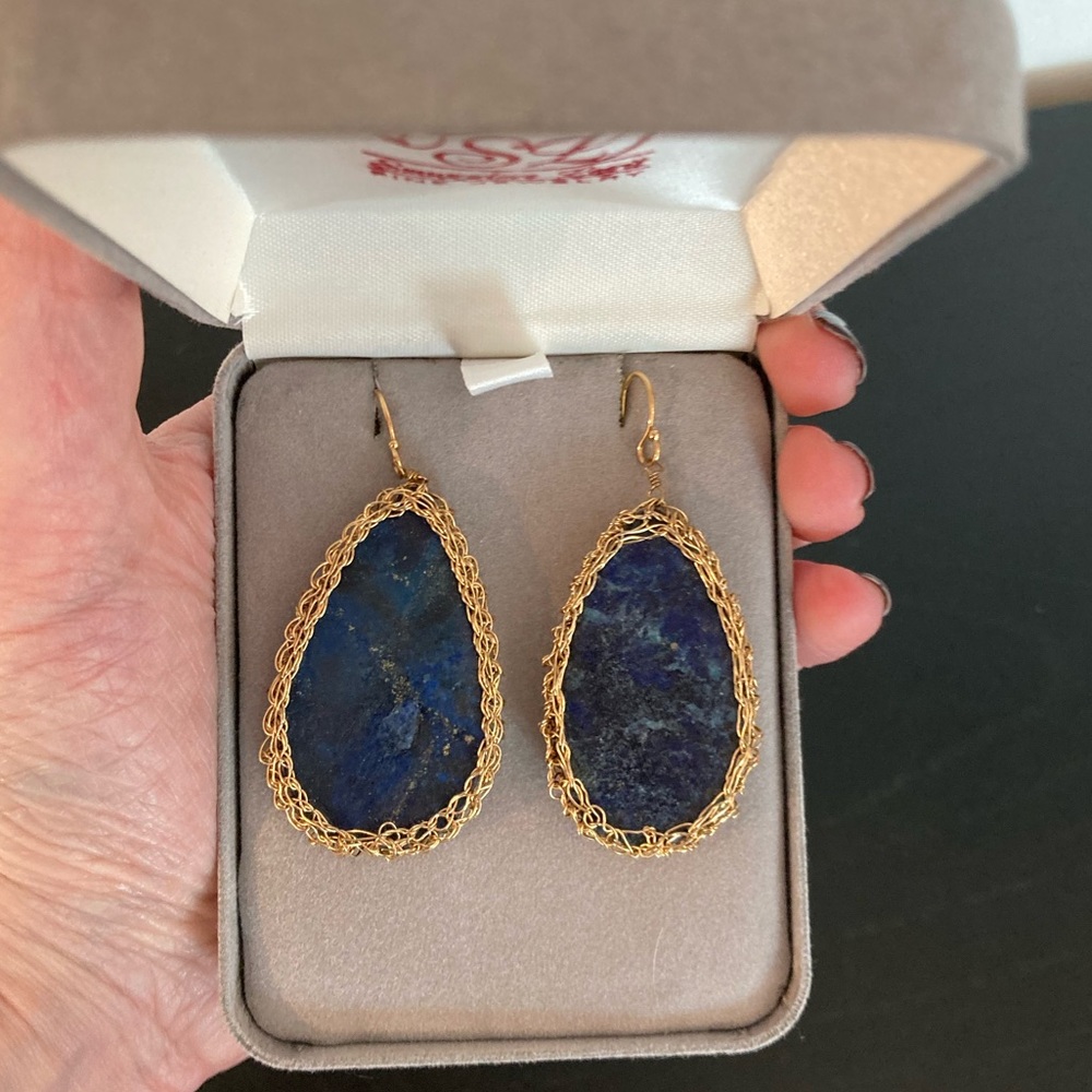 BCBGeneration Blue Gemstone Chain Earrings